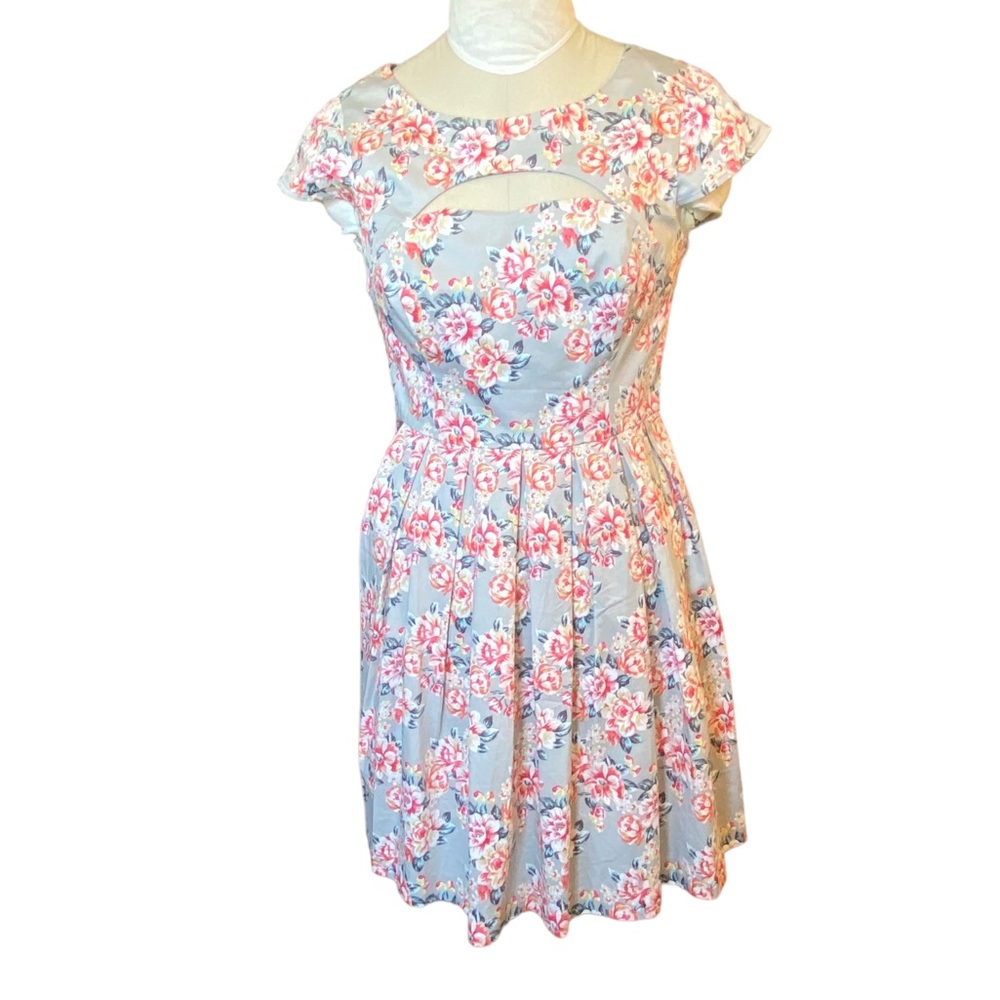 LC Lauren Conrad Cotton Dress Botanical print vintage style pleated skirt